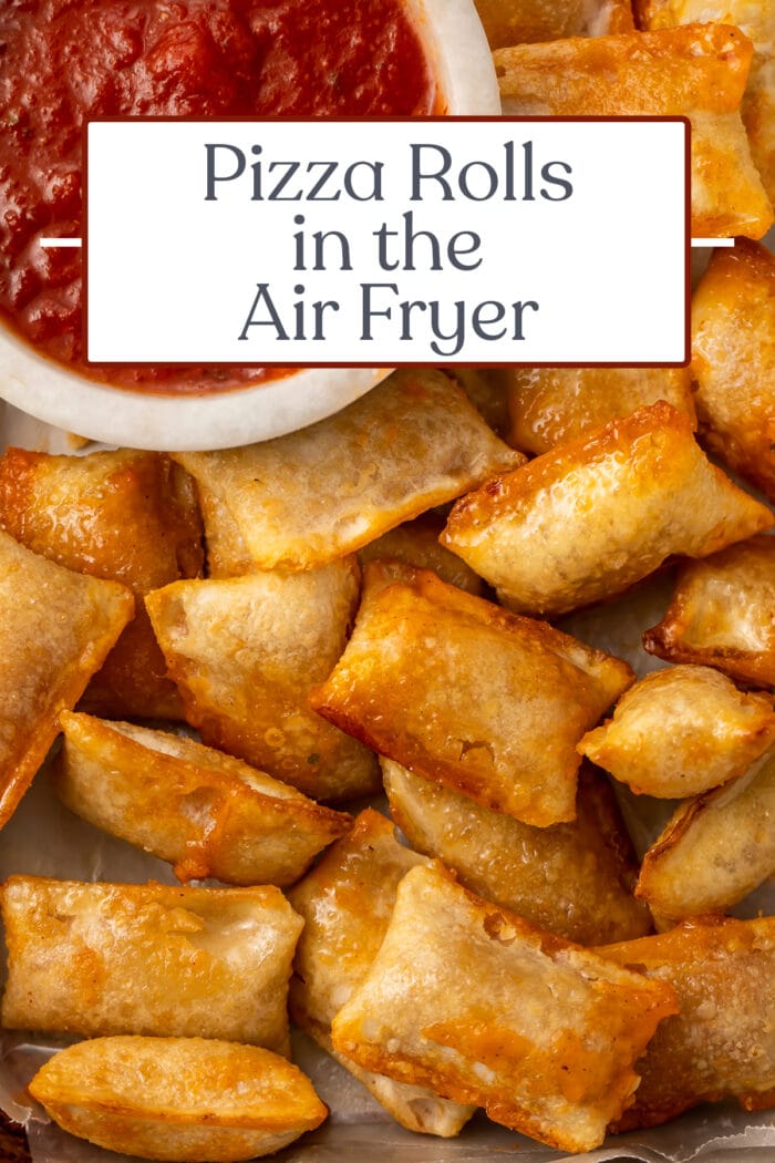 Pin graphic for pizza rolls in the air fryer