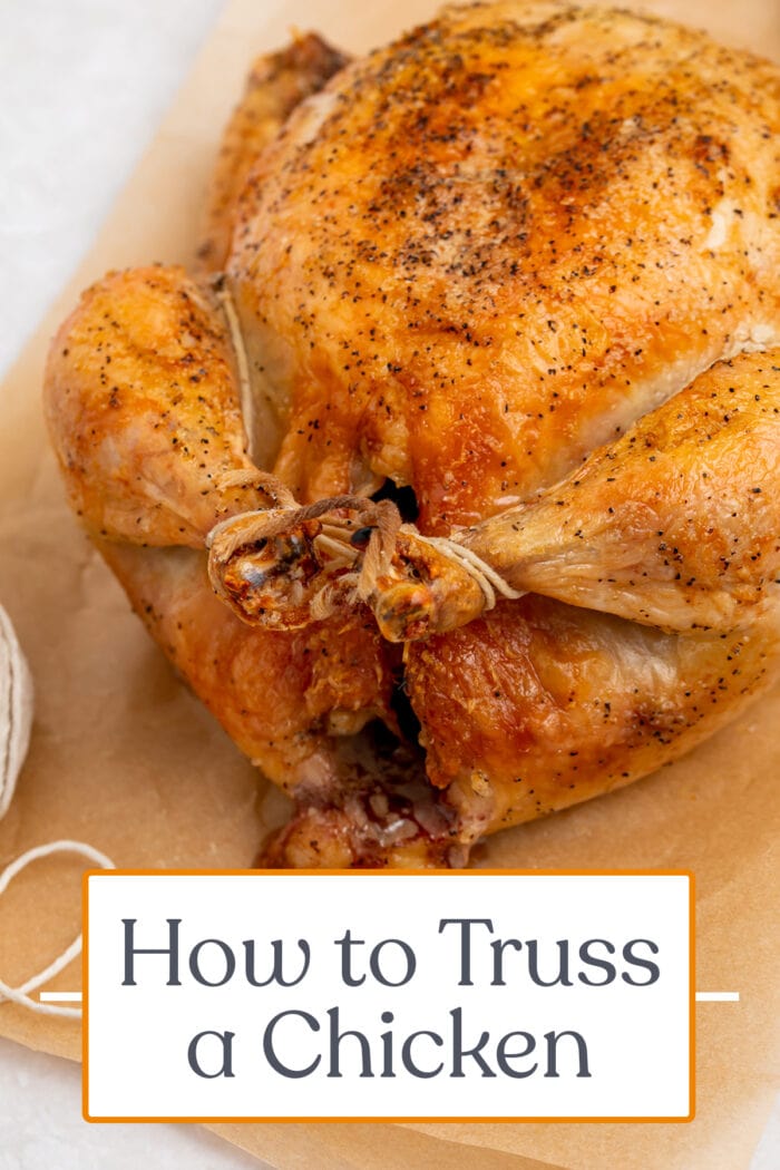 Pin graphic for how to truss a chicken