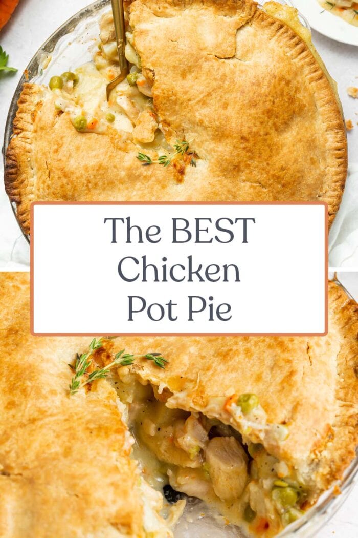 Pin graphic for chicken pot pie