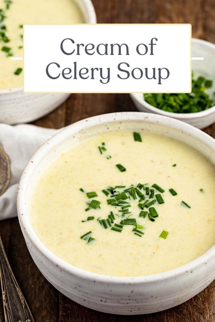 Pin graphic for cream of celery soup