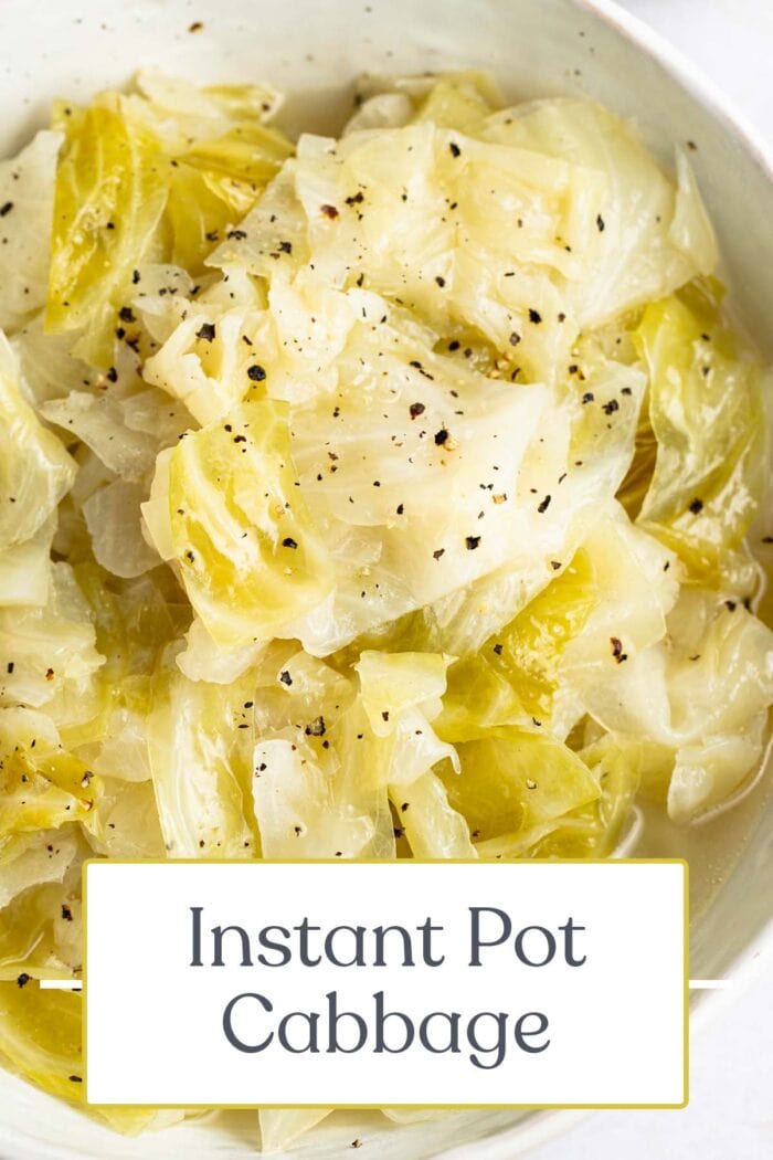 Pin graphic for Instant Pot cabbage