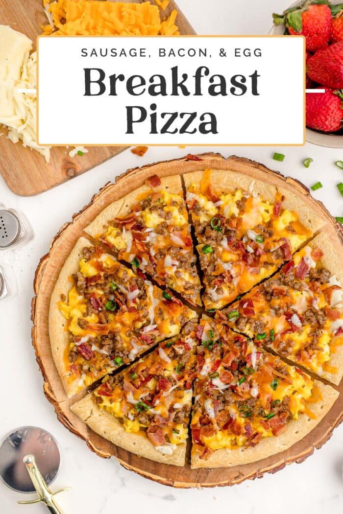 Pin graphic for breakfast pizza