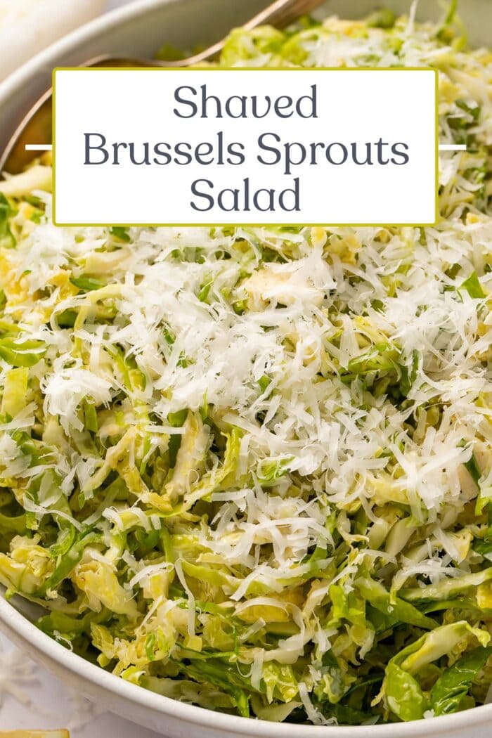 Pin graphic for Brussels sprouts salad