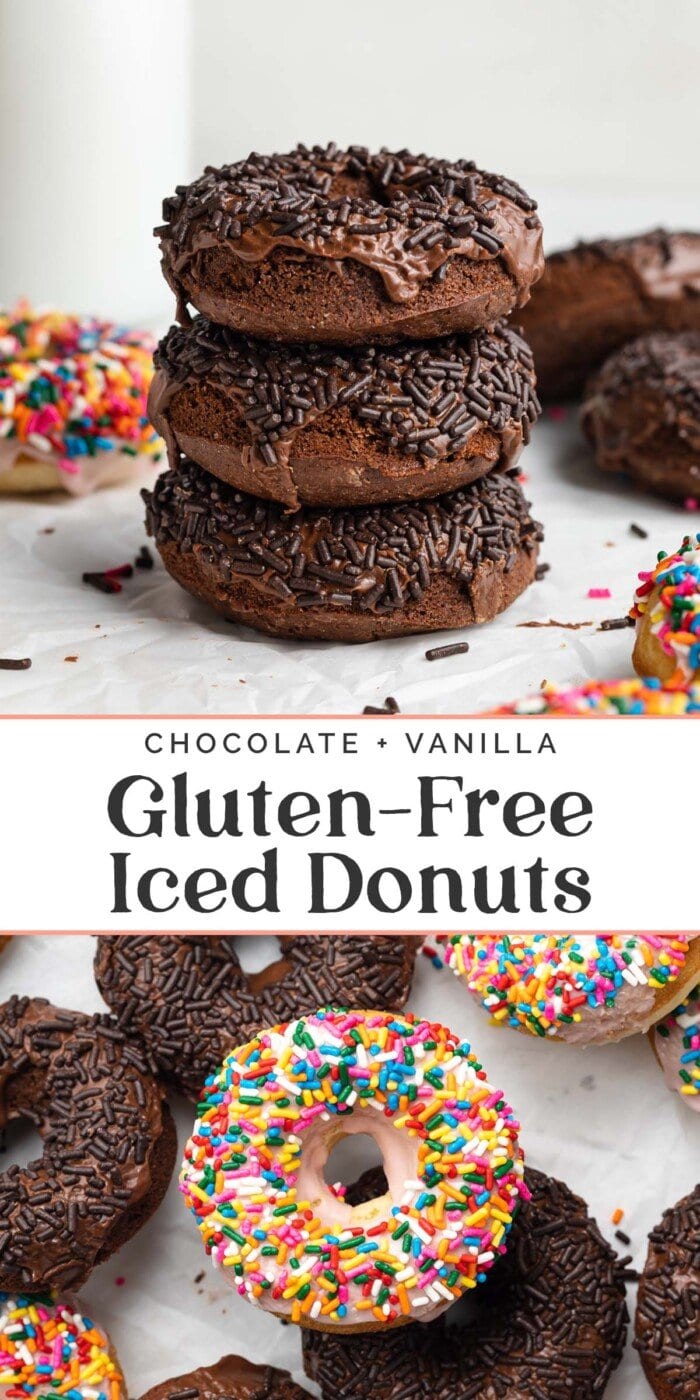 Pin graphic for gluten free donuts.