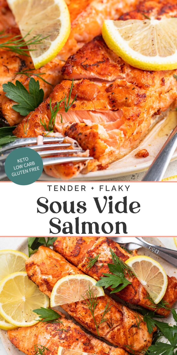 Pin graphic for sous vide salmon.