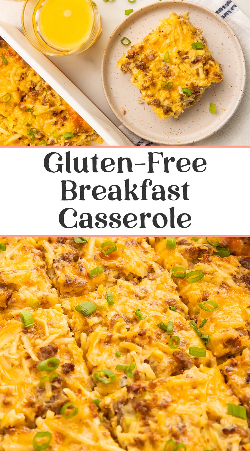 Pin graphic for gluten-free breakfast casserole.