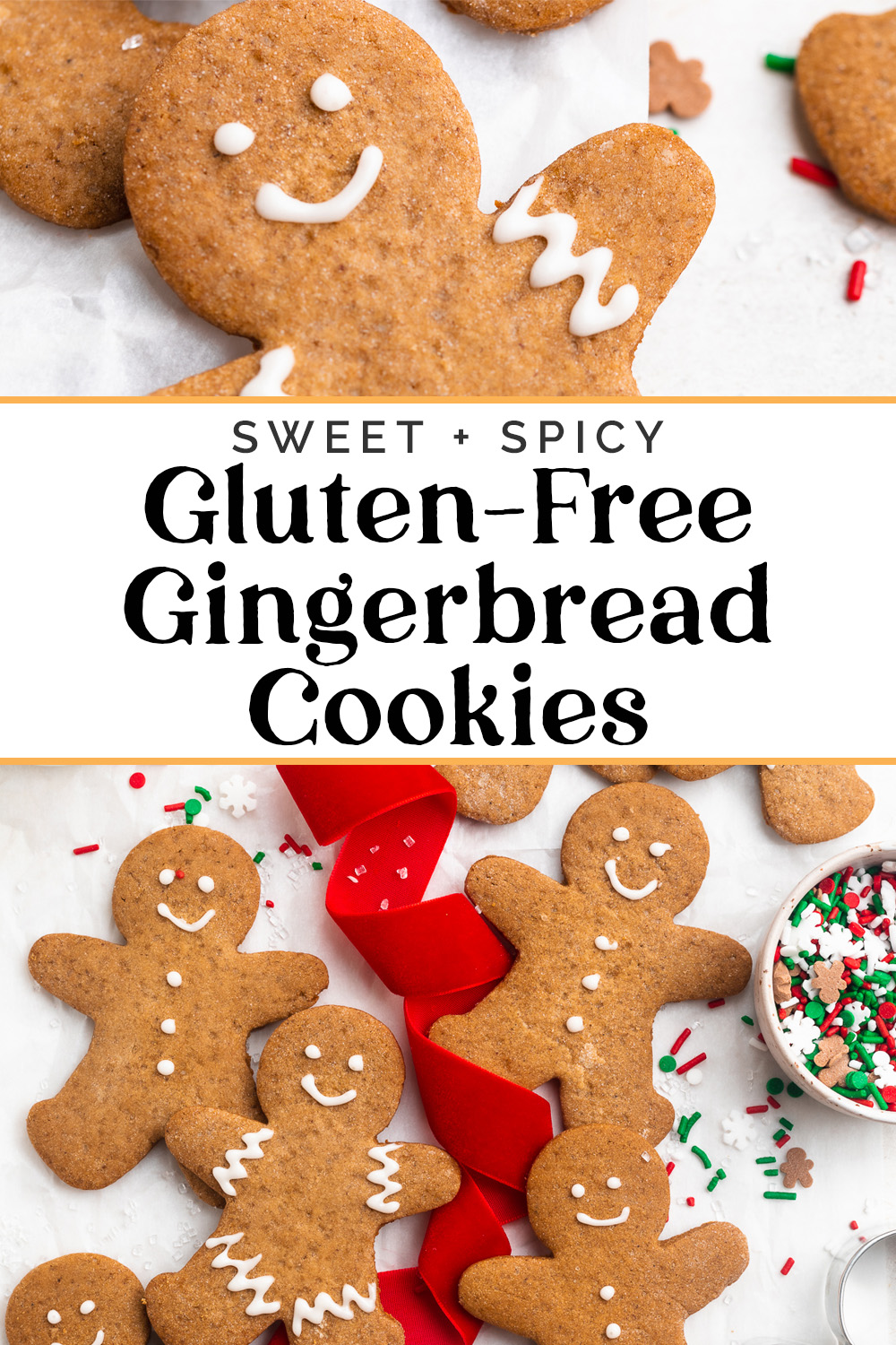 Pin graphic for gluten-free gingerbread cookies.