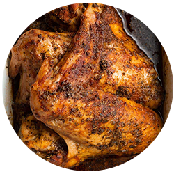 Round icon image for baked turkey wings.