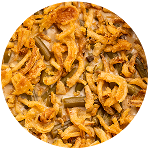 Round icon image for make-ahead green bean casserole.