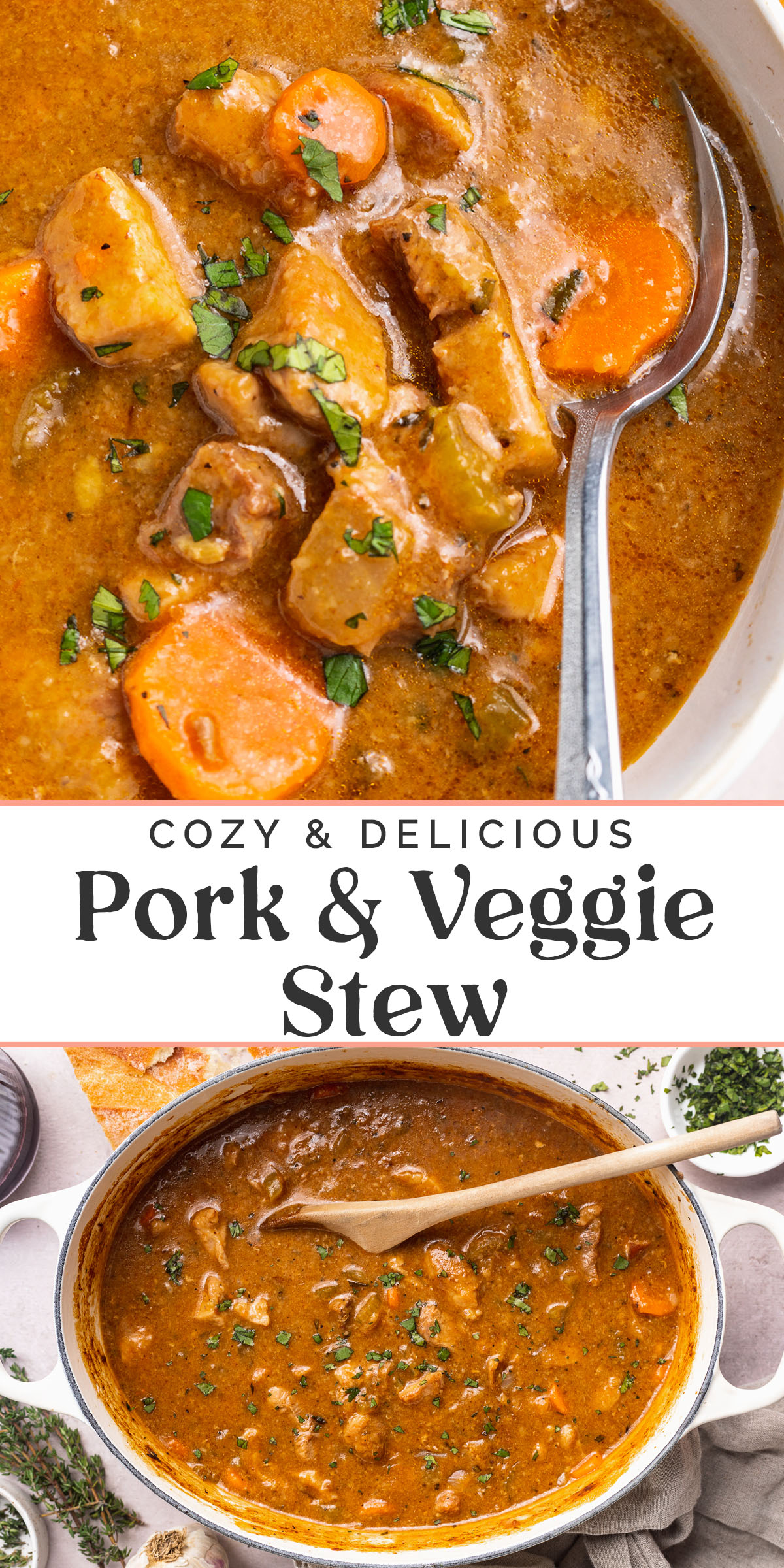 Pin graphic for pork stew.