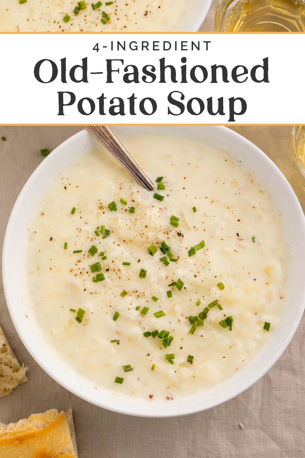 Pin graphic for old-fashioned potato soup.