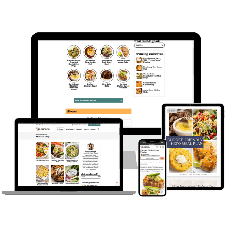 40 Aprons Premium pages on different digital devices.